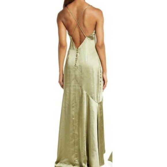 ELLIATT Aisle Satin Slipdress In Khaki Green NWT -Size XS - Picture 2 of 9